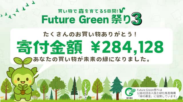 28万4,128円の寄付が集まりました Future Green祭り3 ご報告